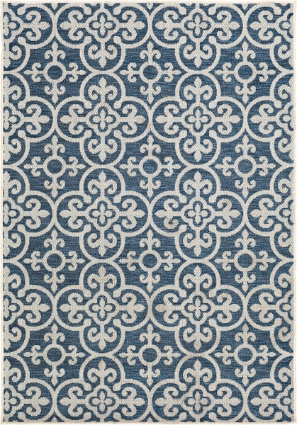 Blue Auckland Tile Outdoor Area Rug, 7x9 