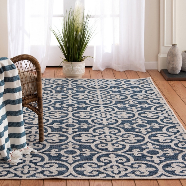 Blue Auckland Tile Outdoor Area Rug, 7x9