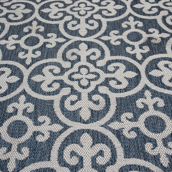 Blue Auckland Tile Outdoor Area Rug, 7x9