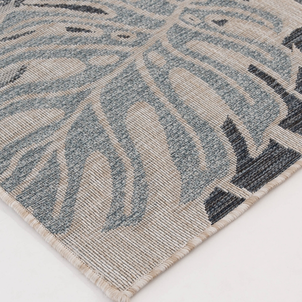 Blue Malibu Monstera Outdoor Area Rug, 7x9