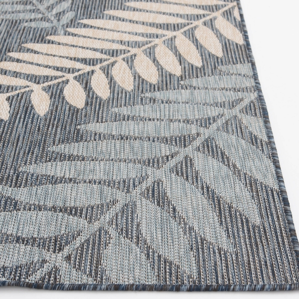 Blue Fern Leaves Indoor/Outdoor Area Rug, 5x7