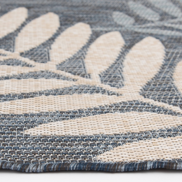 Blue Fern Leaves Indoor/Outdoor Area Rug, 5x7