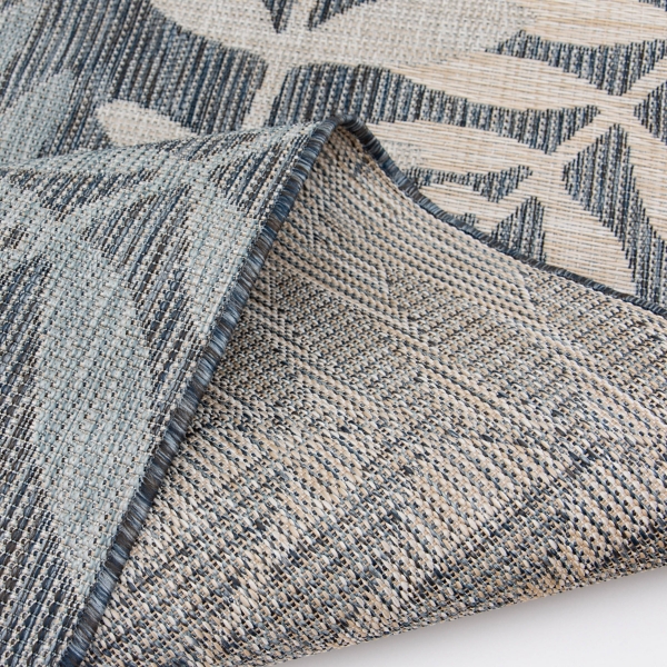 Blue Fern Leaves Indoor/Outdoor Area Rug, 5x7