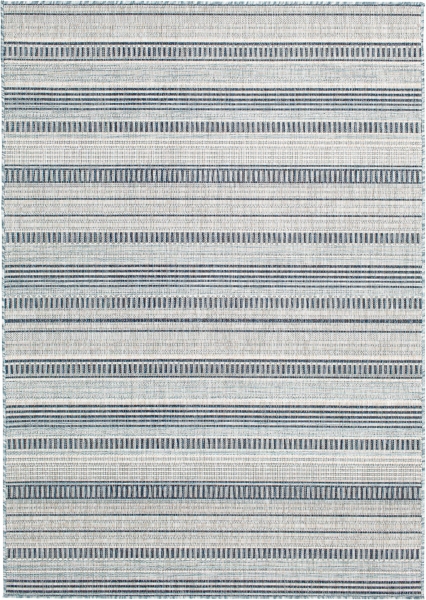 Blue Striped Lava Indoor/Outdoor Area Rug, 5x7