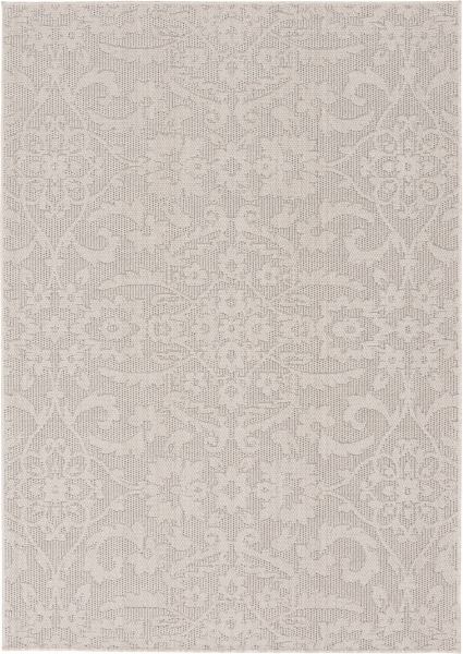 Gray Auckland Damask Outdoor Area Rug, 7x9