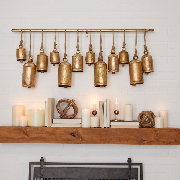Aged Gold Round Bells Wall Plaque
