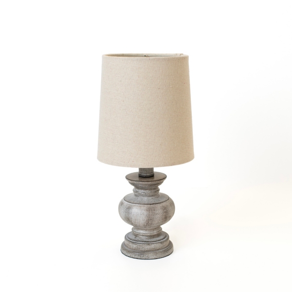 Distressed Gray Baluster Mini Table Lamp