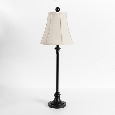 Distressed Black Candlestick Buffet Lamp