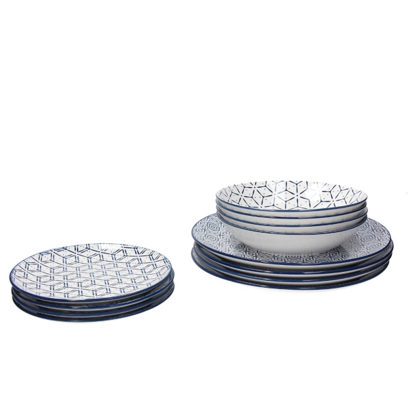 Blue and White Crete 12pc. Dinnerware Set Kirklands Home