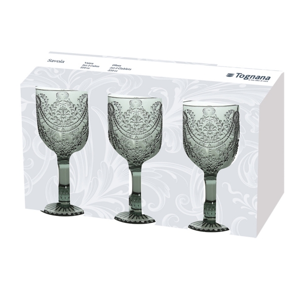 Gray Intricate Goblet Wine Glasses, Set of 3 Kirklands Home