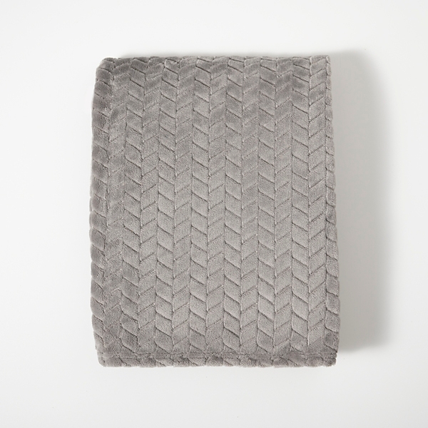Gray Heavenly Herringbone Plush Throw Kirklands Home