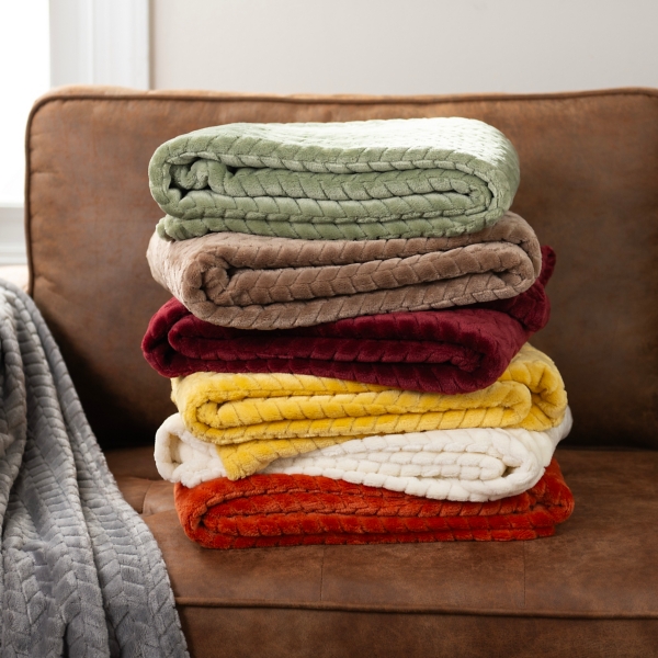 Kirklands Heavenly Herringbone Plush Throw Hamilton Place