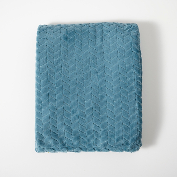 Teal Heavenly Herringbone Plush Throw Kirklands Home