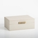 Small Beige Leather Brass Handle Box