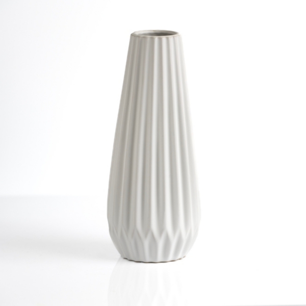White Linear Ribbed Vase Kirklands Home