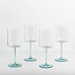 Seafoam Green Iris Goblet Wine Glasses, Set of 4