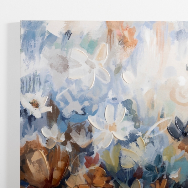 Blue and Orange Blooms Canvas Art Print