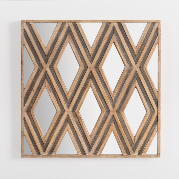 Wood Mirrored Diamond Panel Wall Plaque Kirklands Home