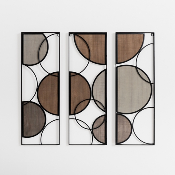 Wood and Metal Circle Panel Wall Plaques, Set of 3 Kirklands Home