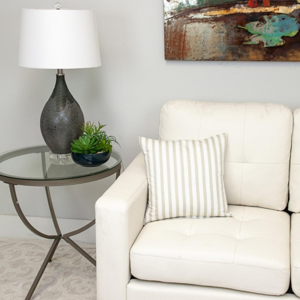 White and Tan Dotted Stripes Pillow