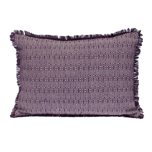 Purple Woven Stripes Fringe Lumbar Pillow