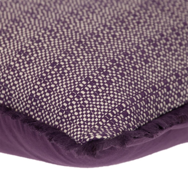 Purple Woven Stripes Fringe Lumbar Pillow