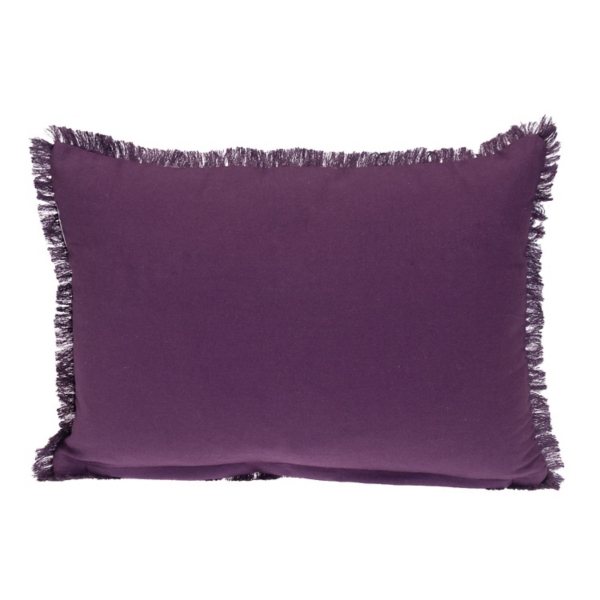 Purple Woven Stripes Fringe Lumbar Pillow