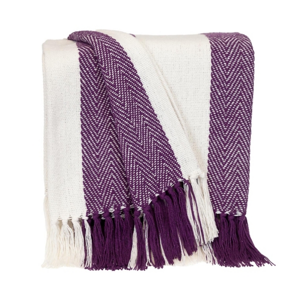 Purple Chalet Striped Fringe Throw | Kirklands Home