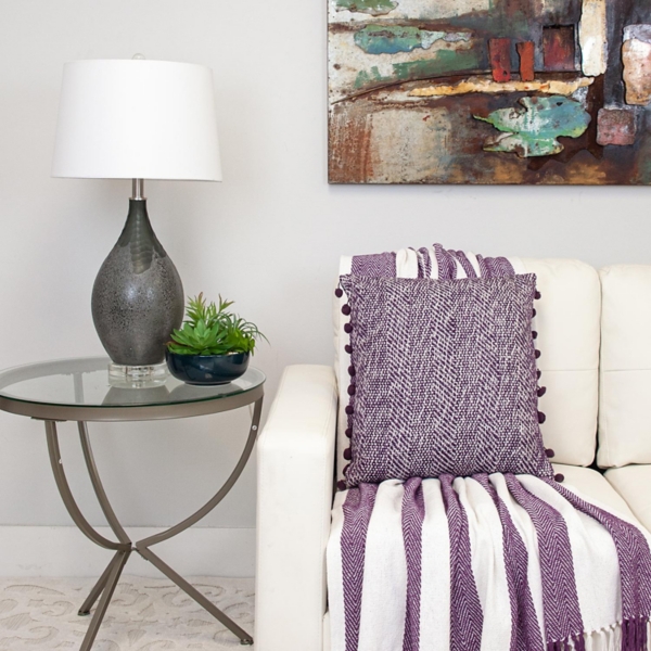 Purple Chalet Striped Fringe Throw