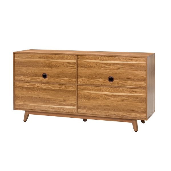 Tan Cane Wood Storage Media Cabinet