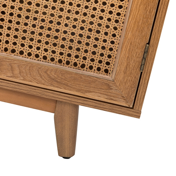 Tan Cane Wood Storage Media Cabinet