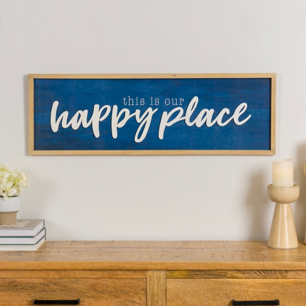 Navy This is Our Happy Place Wall Plaque