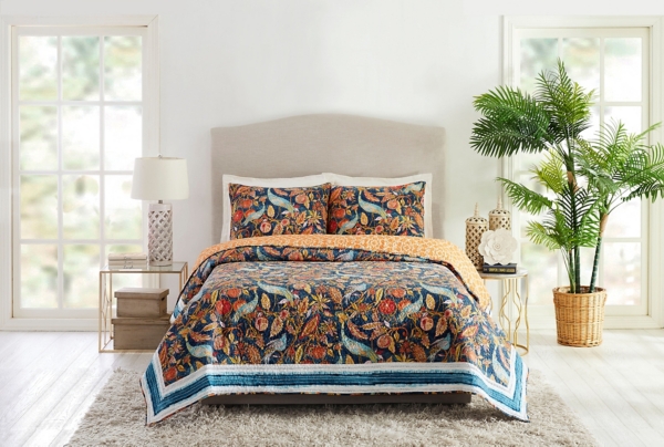 Peacock Garden Full/Queen 3-pc. Quilt Set