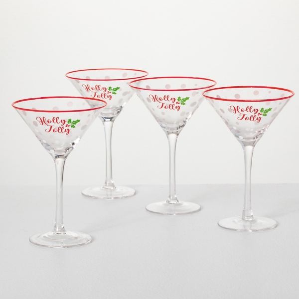 Red Christmas Martini Glasses, Set of 4 Kirklands Home