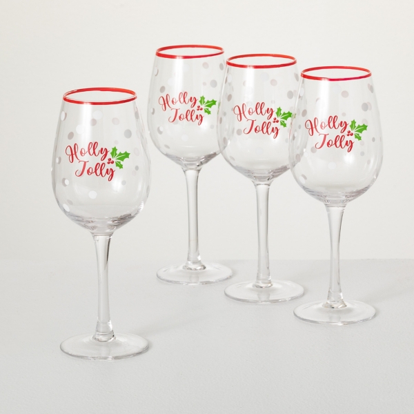 Red Christmas Wine Glasses, Set of 4 Kirklands Home
