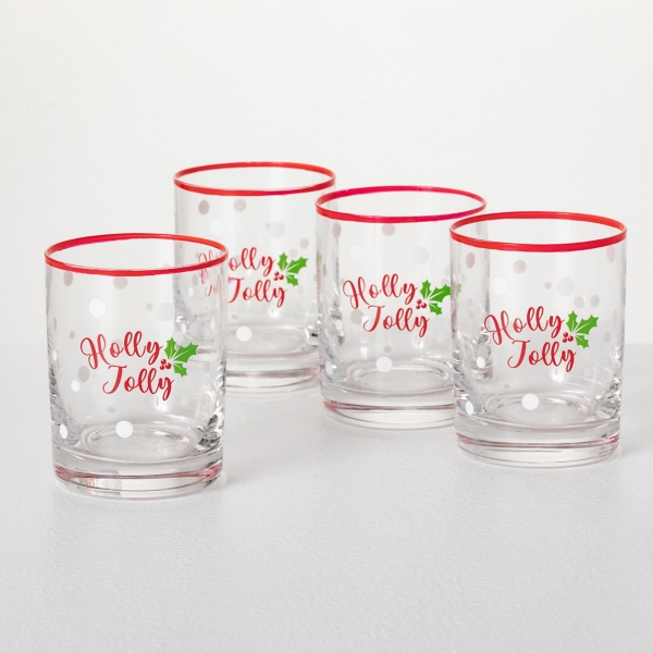 Libby Set of 4 Lowball Christmas Glasses/ Barware 