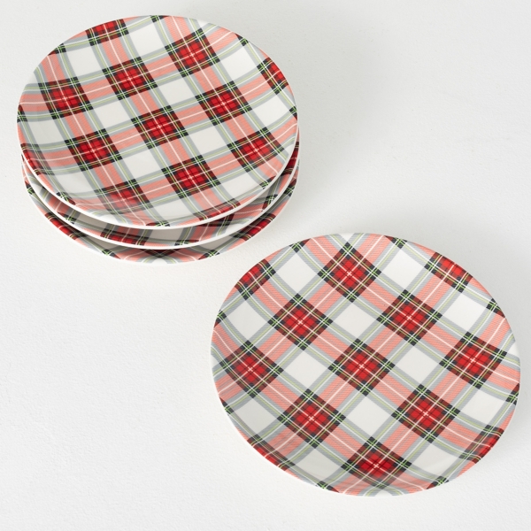 Red Plaid Christmas Plates, Set of 4 Kirklands Home