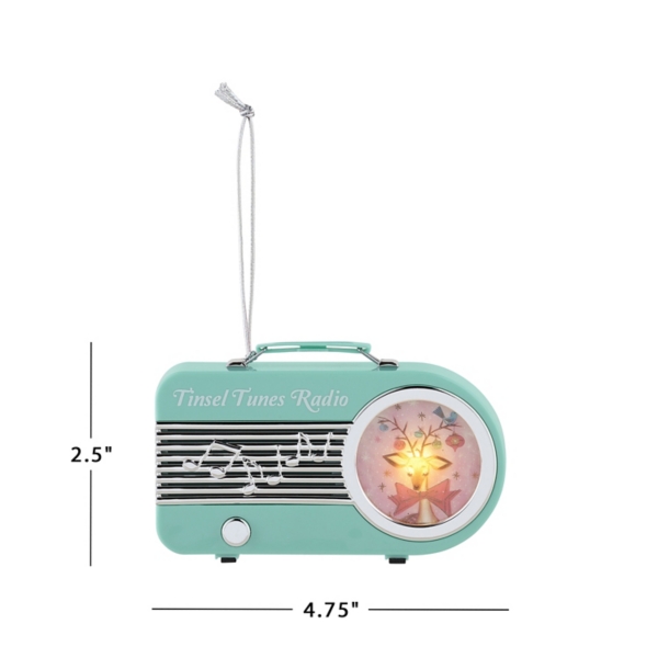 Teal Mini Radio LED Christmas Ornament