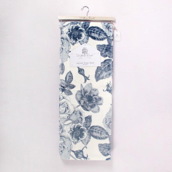 Blue Floral Velvet Throw Kirklands Home