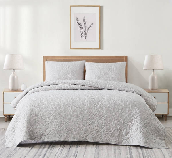 Gray Botanical 3-pc. King Quilt Set | Kirklands Home