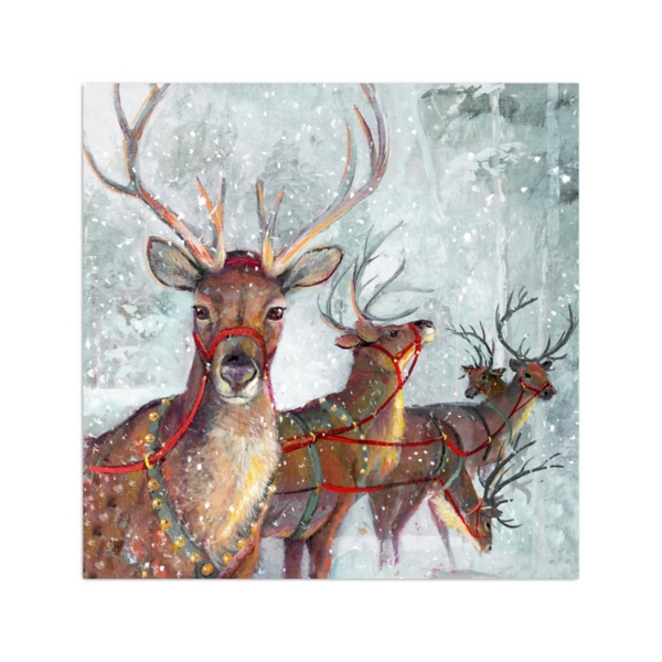 Reindeer in the Snow Canvas Art Print