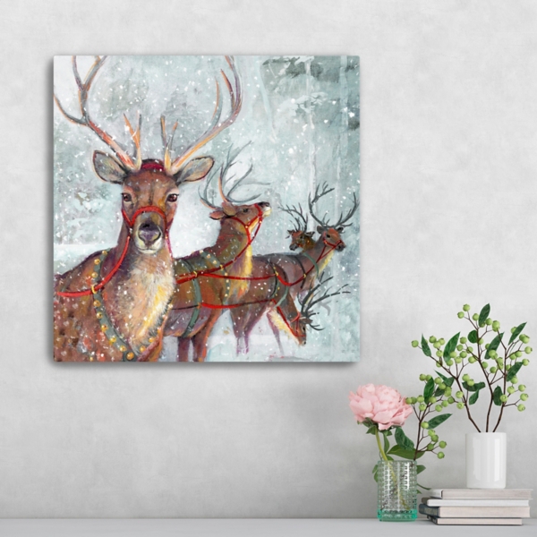 Reindeer in the Snow Canvas Art Print