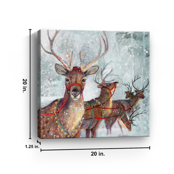 Reindeer in the Snow Canvas Art Print
