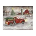 Snowy Barn and Truck Canvas Art Print