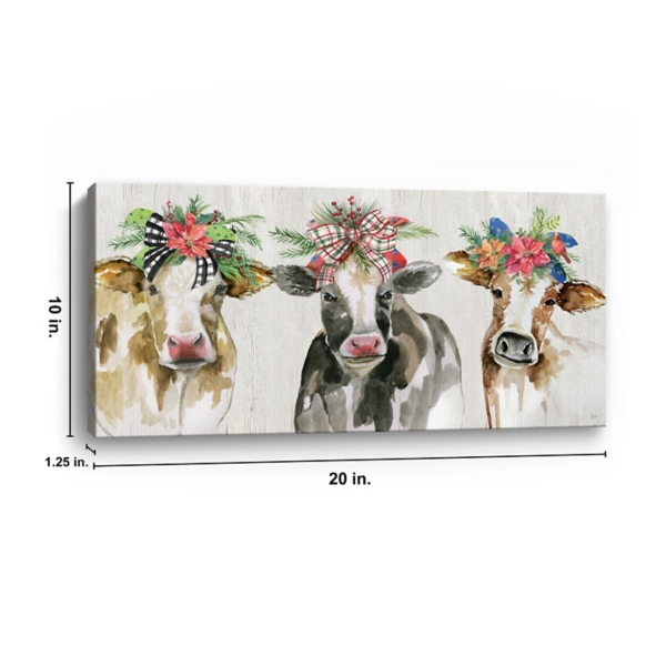 Christmas Cow Lineup Canvas Art Print