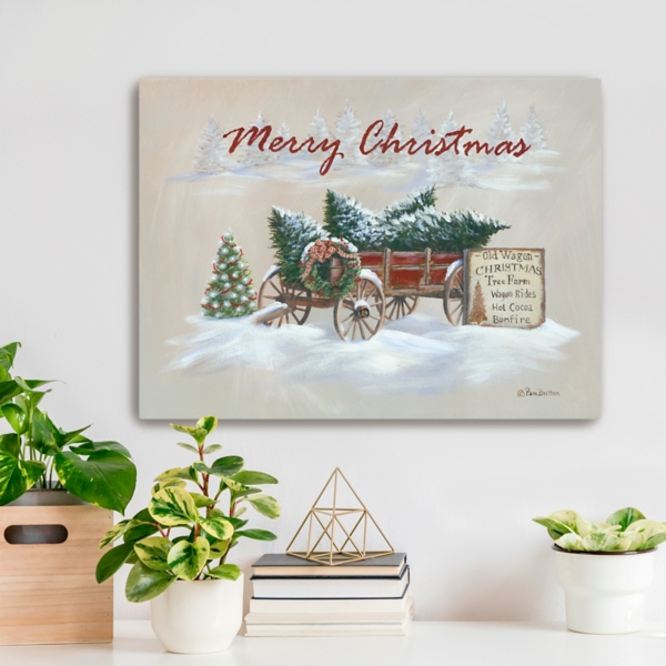 Merry Christmas Wagon Canvas Art Print