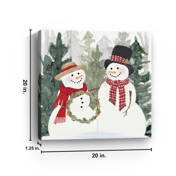 Snow Couple with Wreath Canvas Art Print