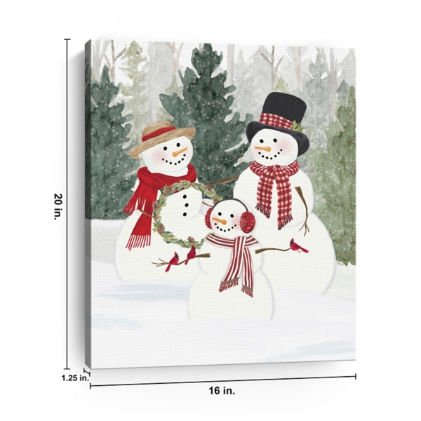 Snow Family in Forest Canvas Art Print