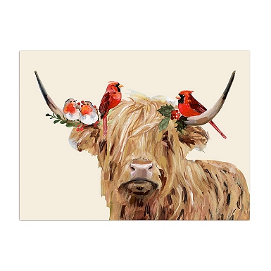 Highland Cow Christmas Throw Pillow Case, Cow Christmas Decor