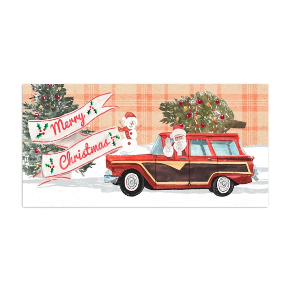 Merry Christmas Santa's Car Canvas Art Print | Kirklands Home